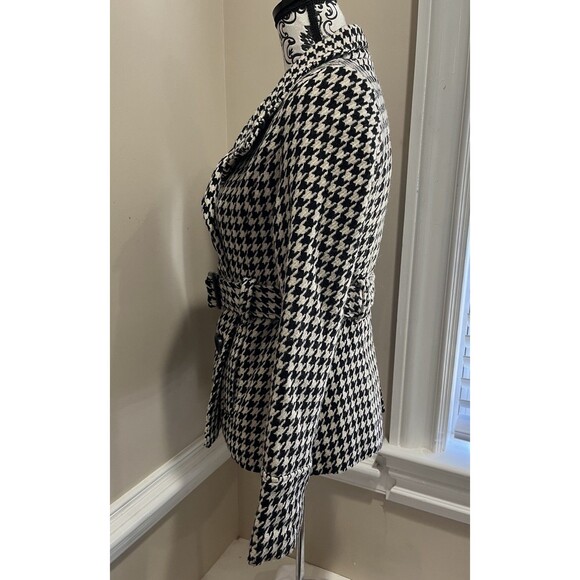Guess Womens Houndstooth Wool Blend Lined Pea Coat 90's Small Preppy Clueless - Picture 6 of 13